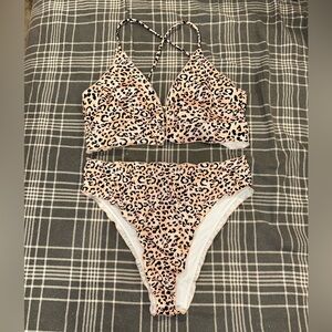 SHEIN Leopard Print Bikini - Black and Tan